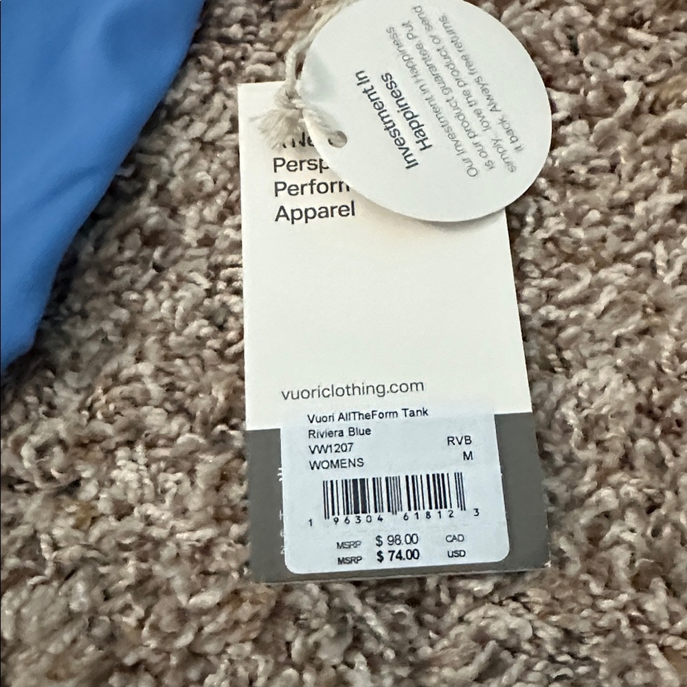 NWT Vuori AllTheForm Tank Riviera Blue Size Medium - Picture 7 of 8